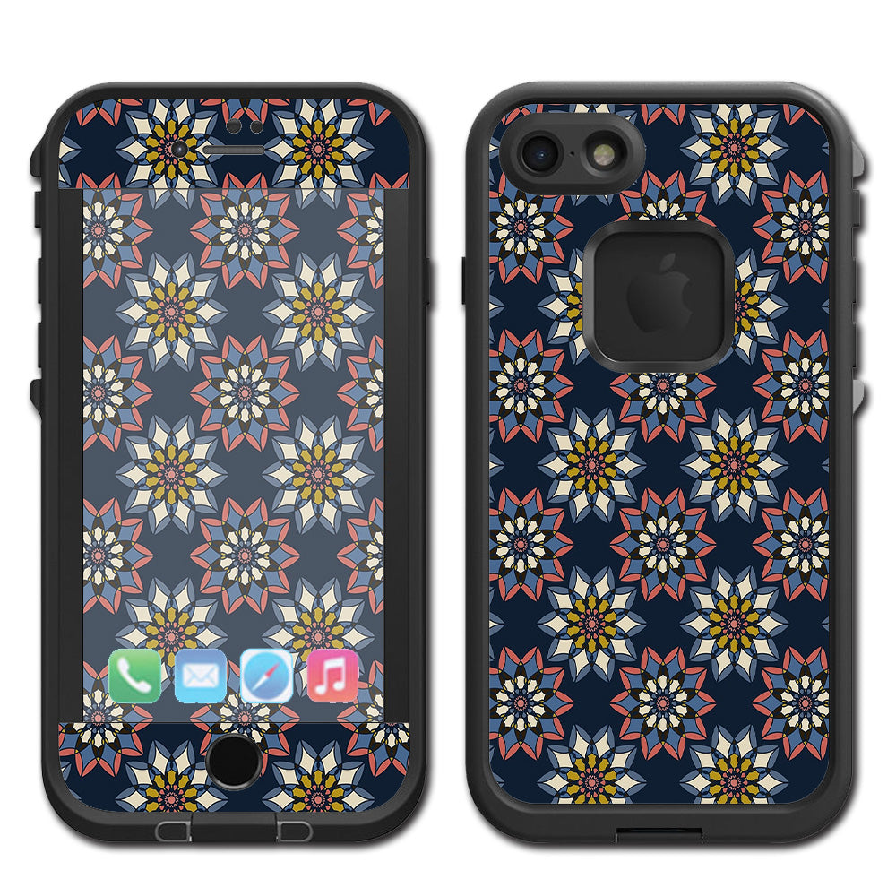  Retro Flowers Pattern Lifeproof Fre iPhone 7 or iPhone 8 Skin
