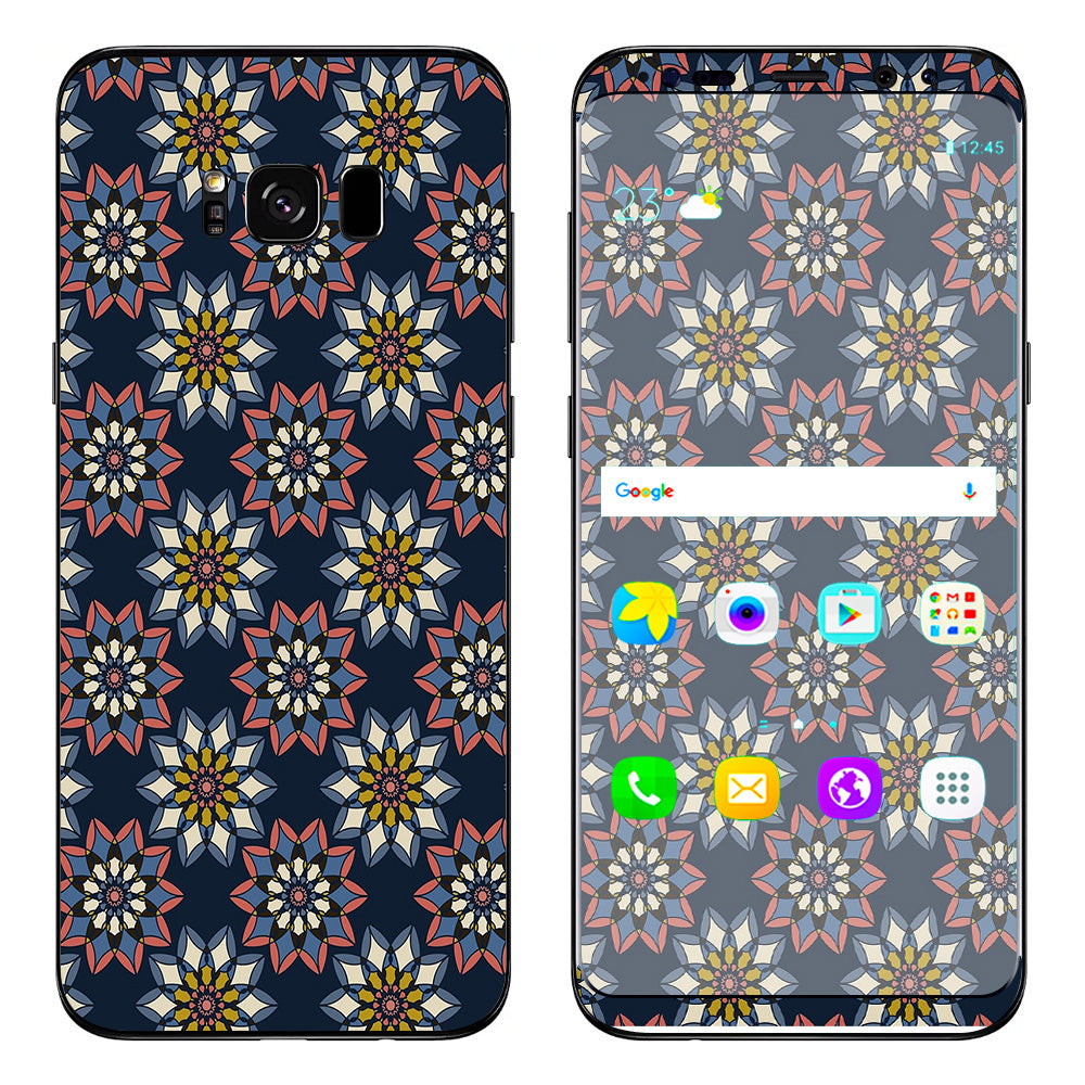  Retro Flowers Pattern Samsung Galaxy S8 Skin