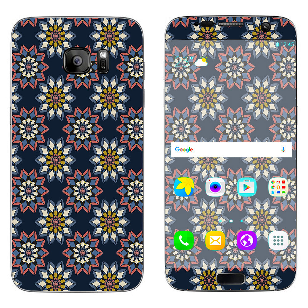  Retro Flowers Pattern Samsung Galaxy S7 Edge Skin