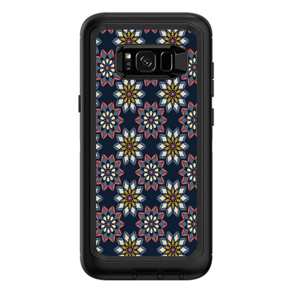  Retro Flowers Pattern Otterbox Defender Samsung Galaxy S8 Plus Skin