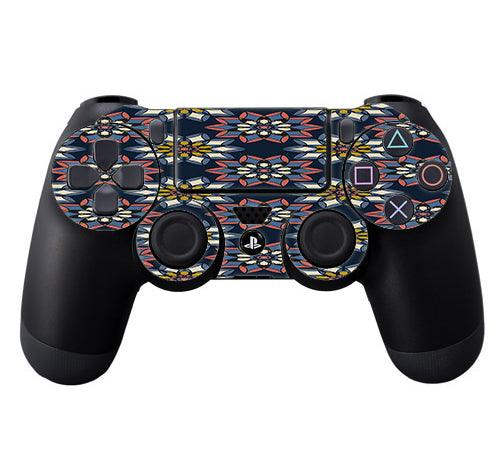  Retro Flowers Pattern Sony Playstation PS4 Controller Skin