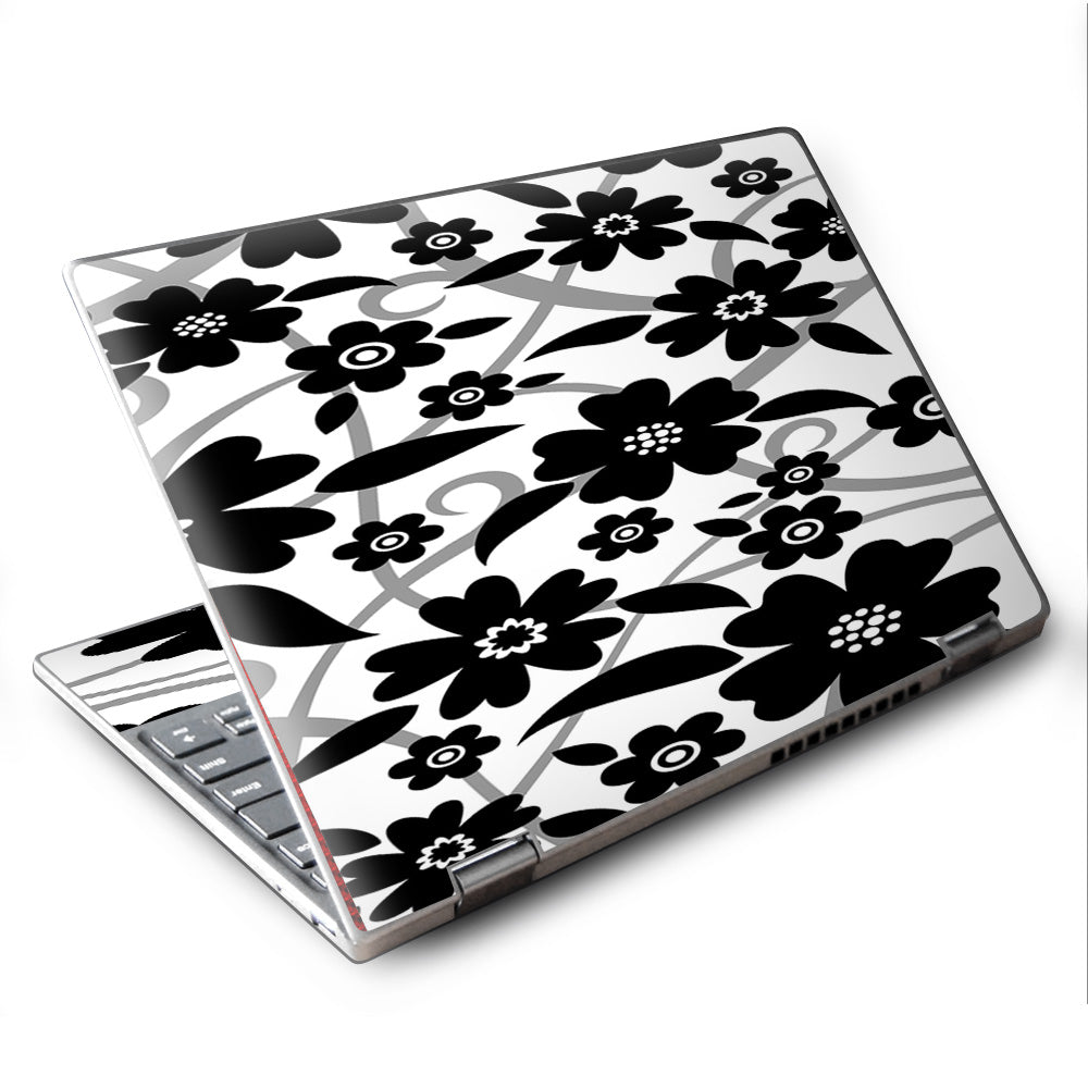  Black White Flower Print Lenovo Yoga 710 11.6" Skin