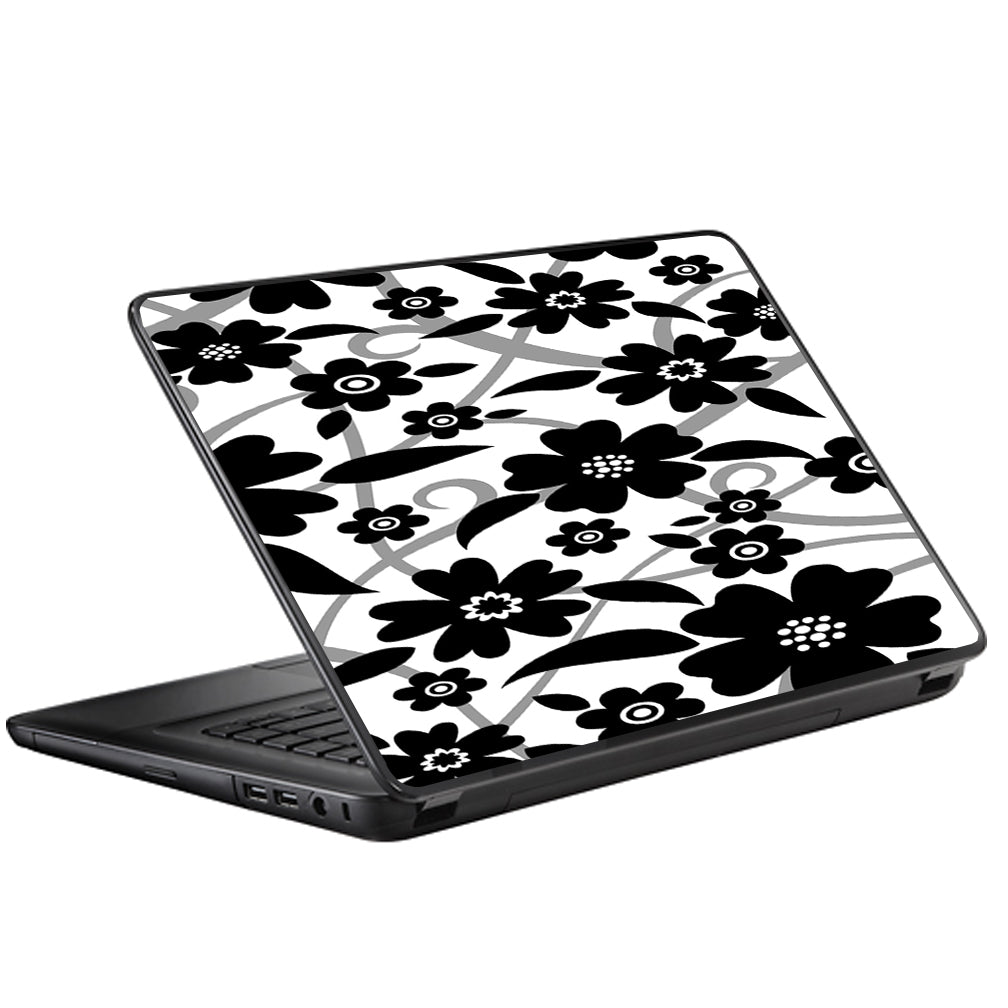  Black White Flower Print Universal 13 to 16 inch wide laptop Skin