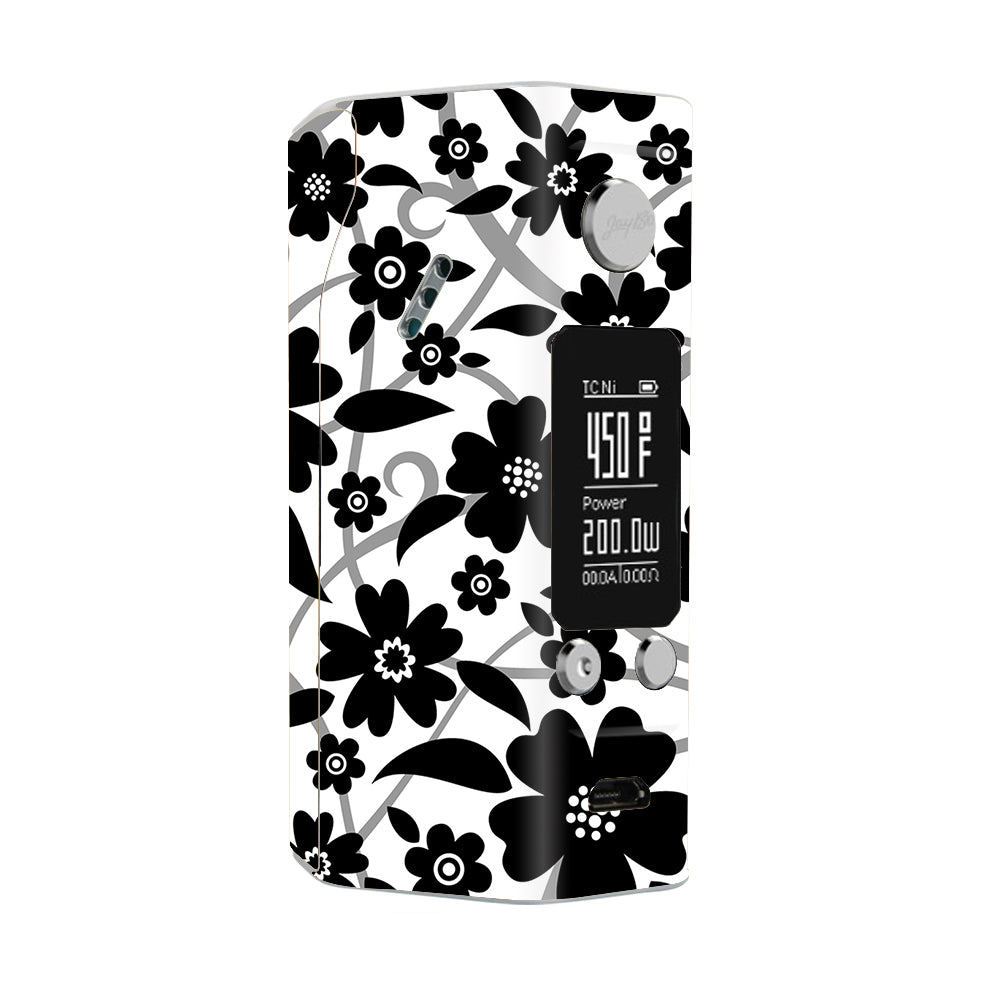  Black White Flower Print Wismec Reuleaux RX200S Skin