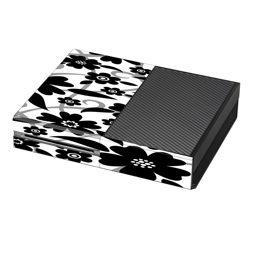 Black White Flower Print Microsoft Xbox One Skin