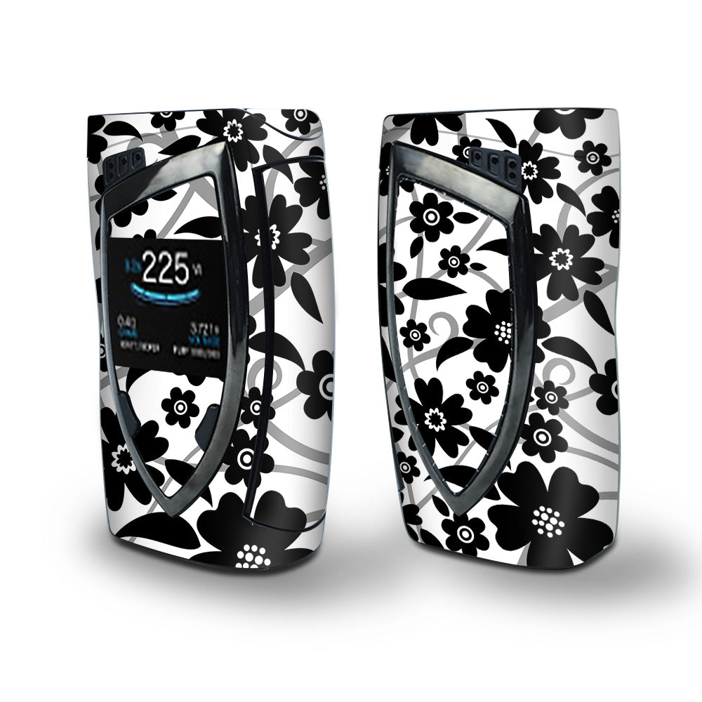 Skin Decal Vinyl Wrap for Smok Devilkin Kit 225w Vape (includes TFV12 Prince Tank Skins) skins cover/ Black white Flower Print