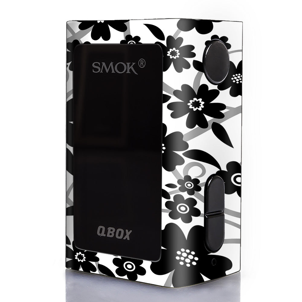  Black White Flower Print Smok Q-Box Skin