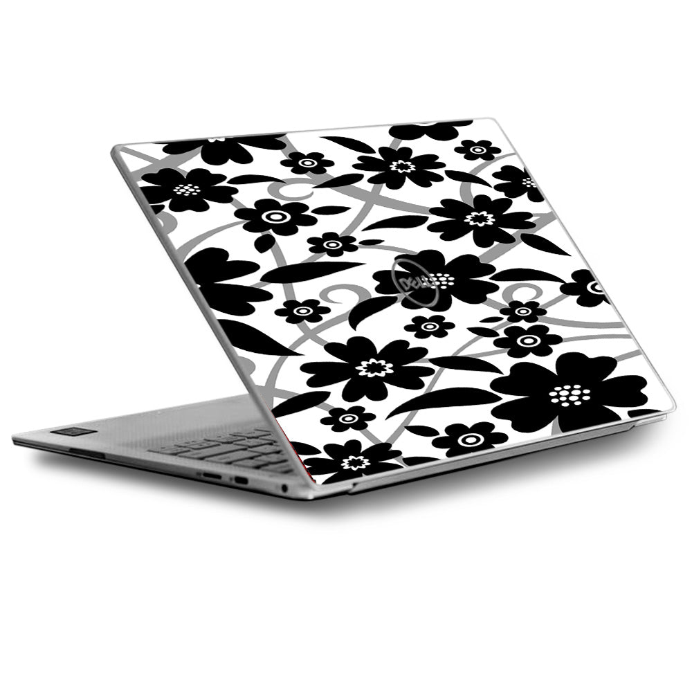  Black White Flower Print Dell XPS 13 9370 9360 9350 Skin