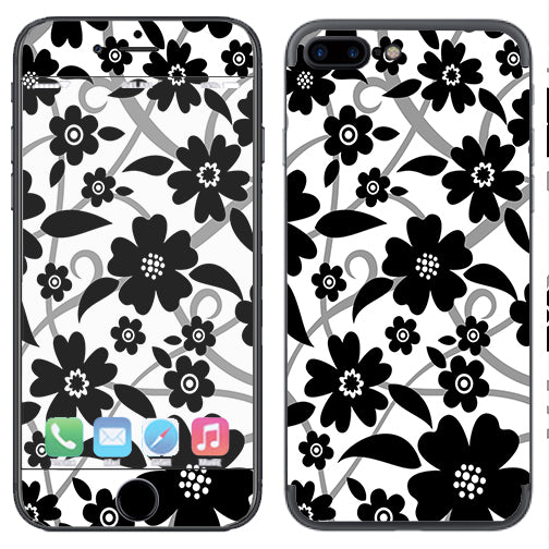  Black White Flower Print Apple  iPhone 7+ Plus / iPhone 8+ Plus Skin