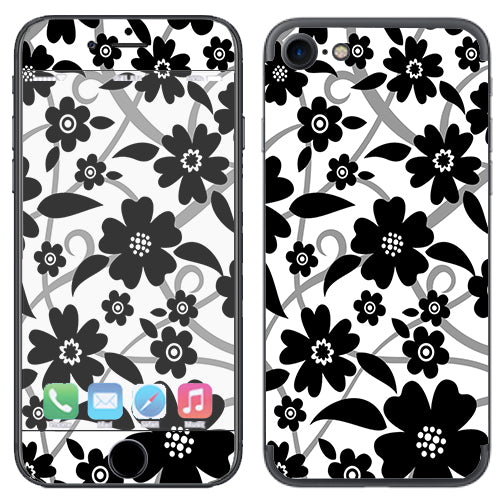  Black White Flower Print Apple iPhone 7 or iPhone 8 Skin