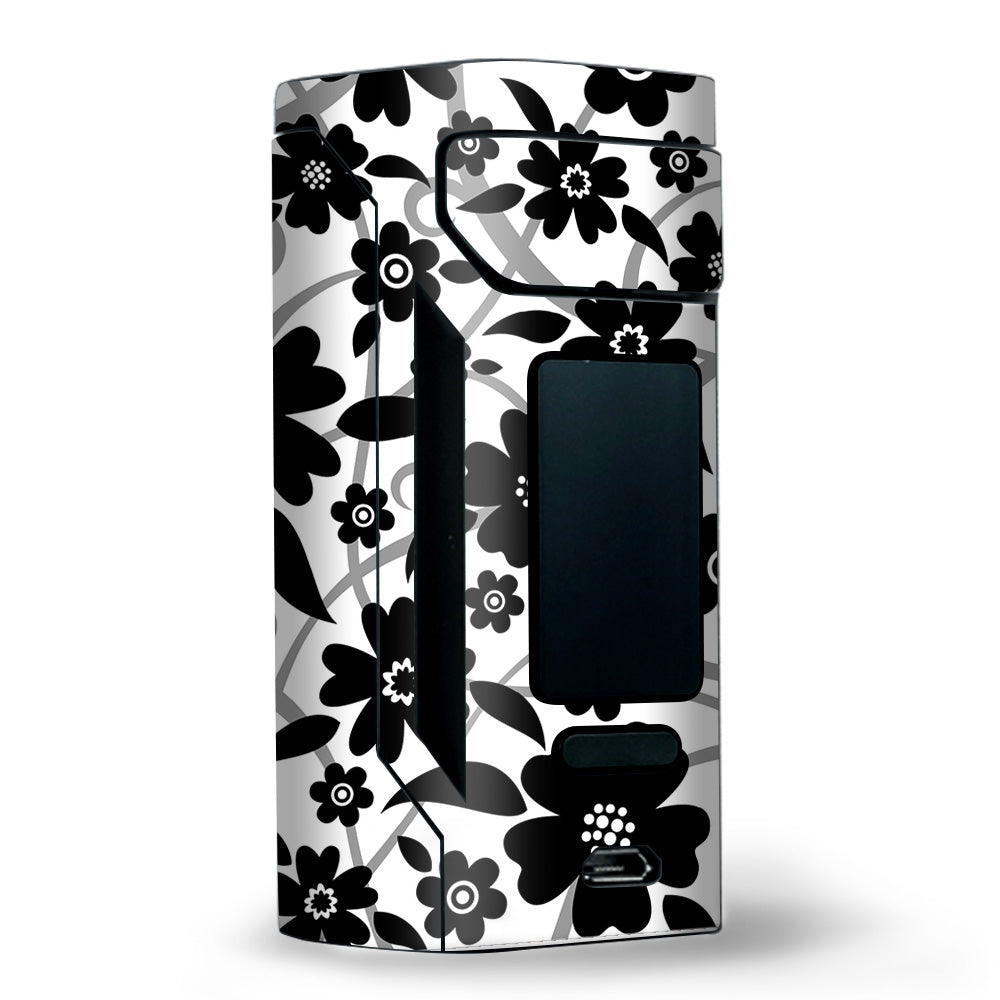  Black White Flower Print Wismec RX2 20700 Skin