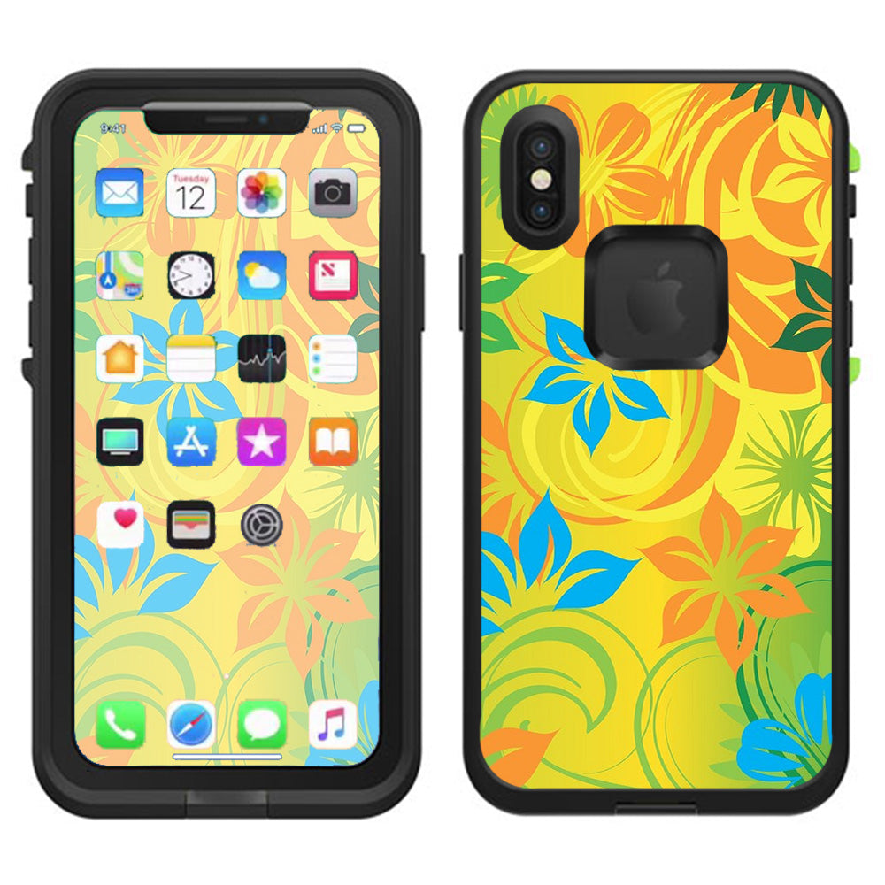  Colorful Floral Pattern Lifeproof Fre Case iPhone X Skin