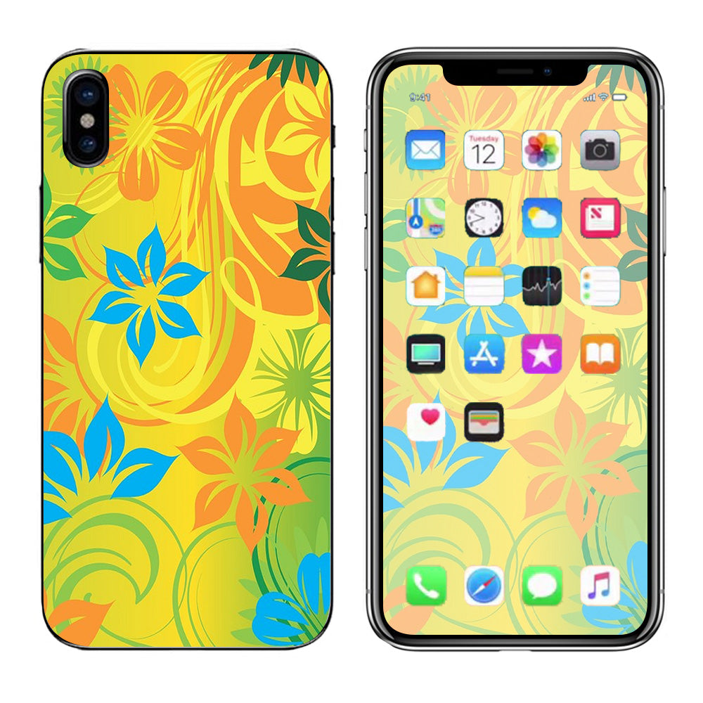  Colorful Floral Pattern Apple iPhone X Skin