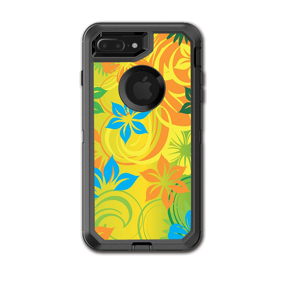  Colorful Floral Pattern Otterbox Defender iPhone 7+ Plus or iPhone 8+ Plus Skin