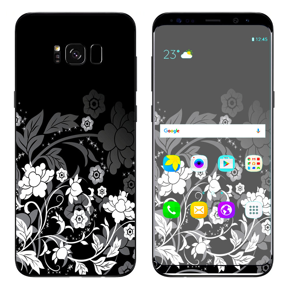  Black Floral Pattern Samsung Galaxy S8 Skin