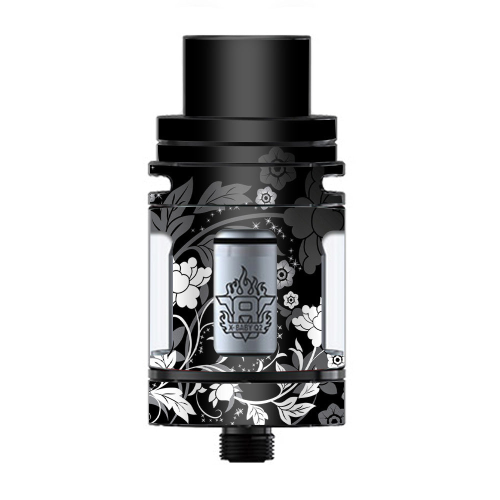  Black Floral Pattern TFV8 X-baby Tank Smok Skin