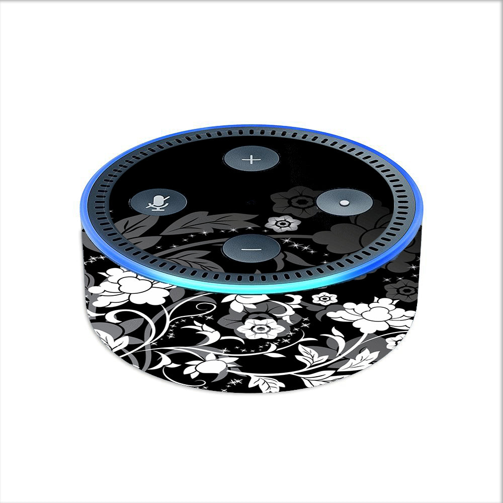  Black Floral Pattern Amazon Echo Dot 2nd Gen Skin