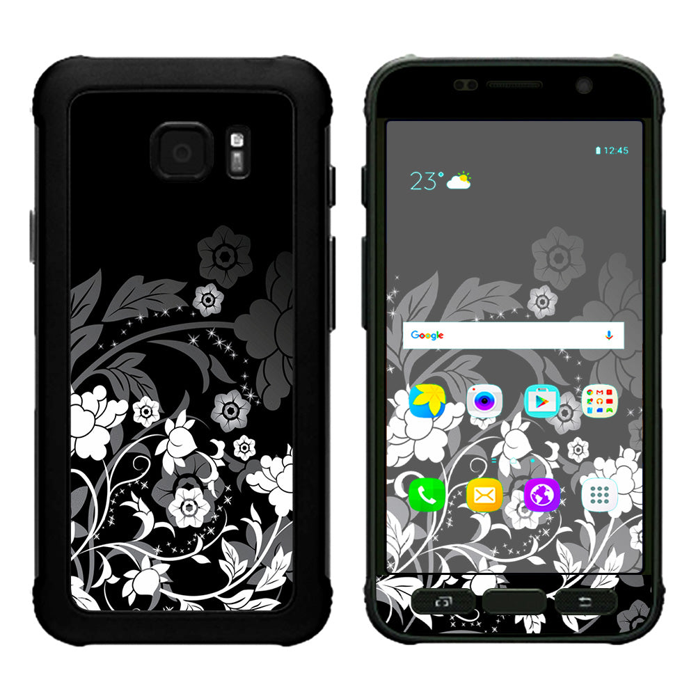  Black Floral Pattern Samsung Galaxy S7 Active Skin
