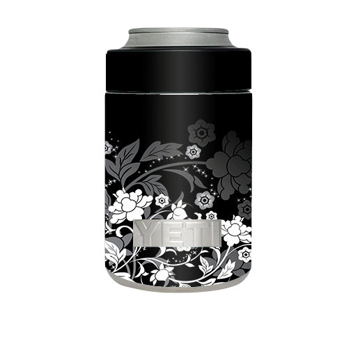  Black Floral Pattern Yeti Rambler Colster Skin