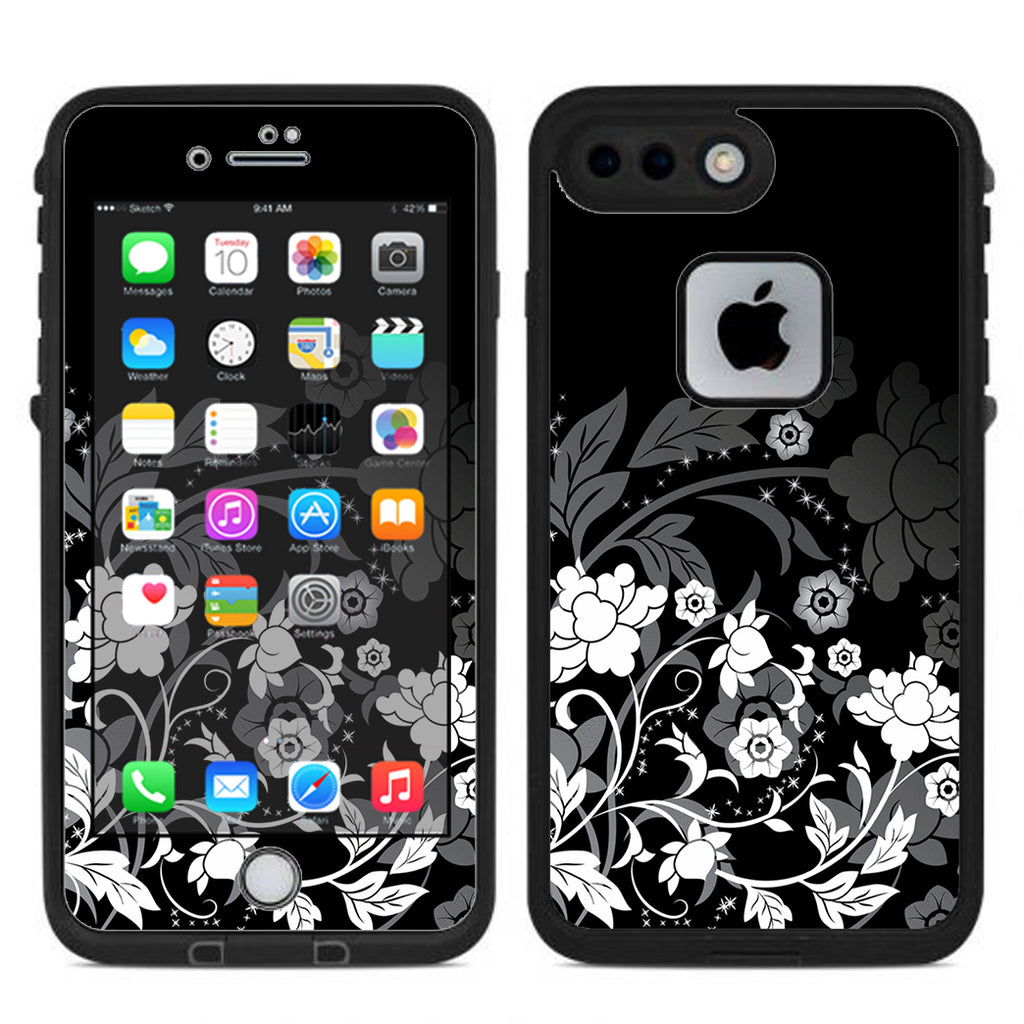  Black Floral Pattern Lifeproof Fre iPhone 7 Plus or iPhone 8 Plus Skin