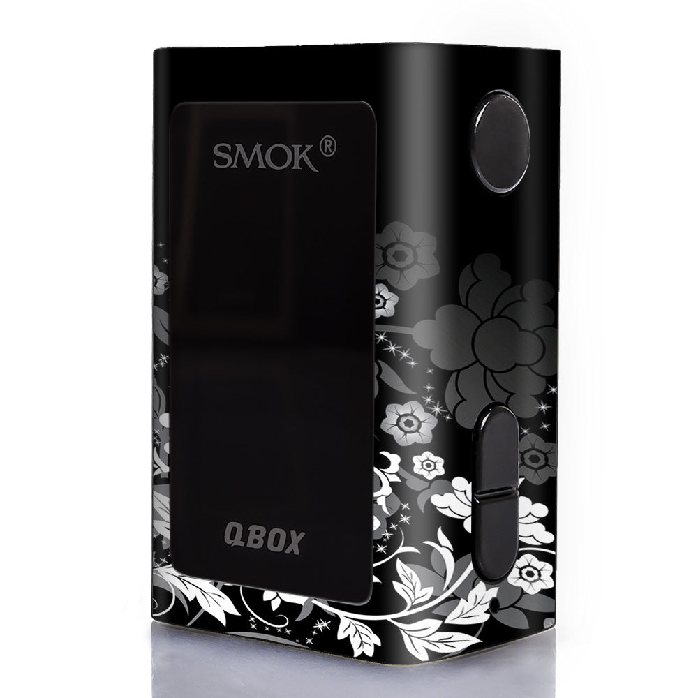  Black Floral Pattern Smok Q-Box Skin