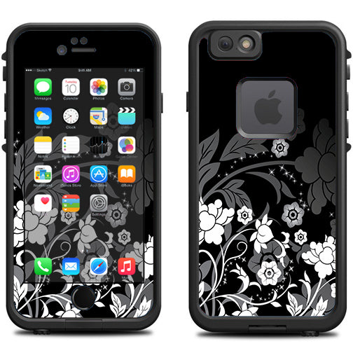  Black Floral Pattern Lifeproof Fre iPhone 6 Skin