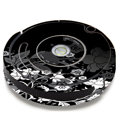 Black Floral Pattern iRobot Roomba 650/655 Skin
