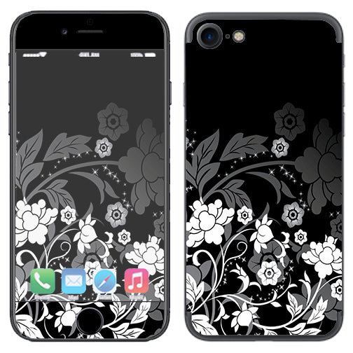  Black Floral Pattern Apple iPhone 7 or iPhone 8 Skin