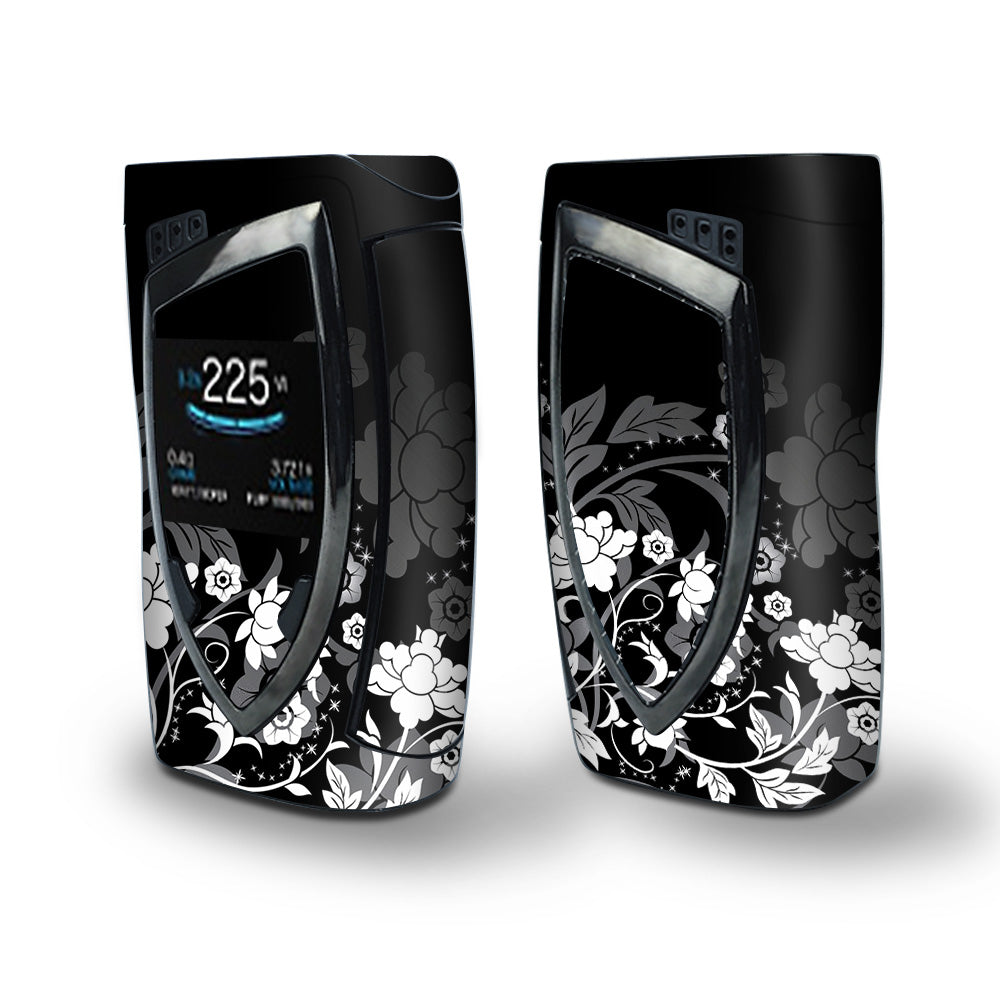 Skin Decal Vinyl Wrap for Smok Devilkin Kit 225w Vape (includes TFV12 Prince Tank Skins) skins cover/ Black Floral Pattern