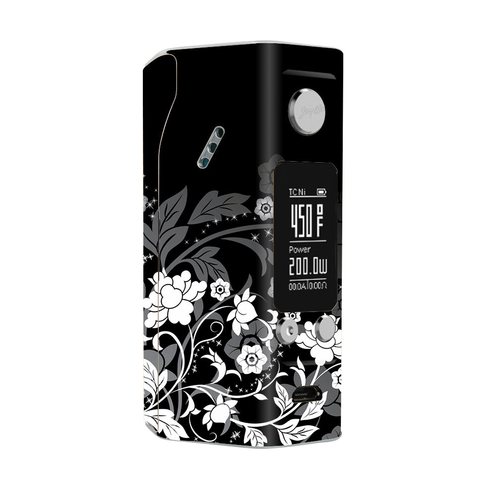  Black Floral Pattern Wismec Reuleaux RX200S Skin