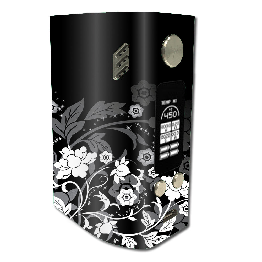  Black Floral Pattern Wismec Reuleaux RX300 Skin
