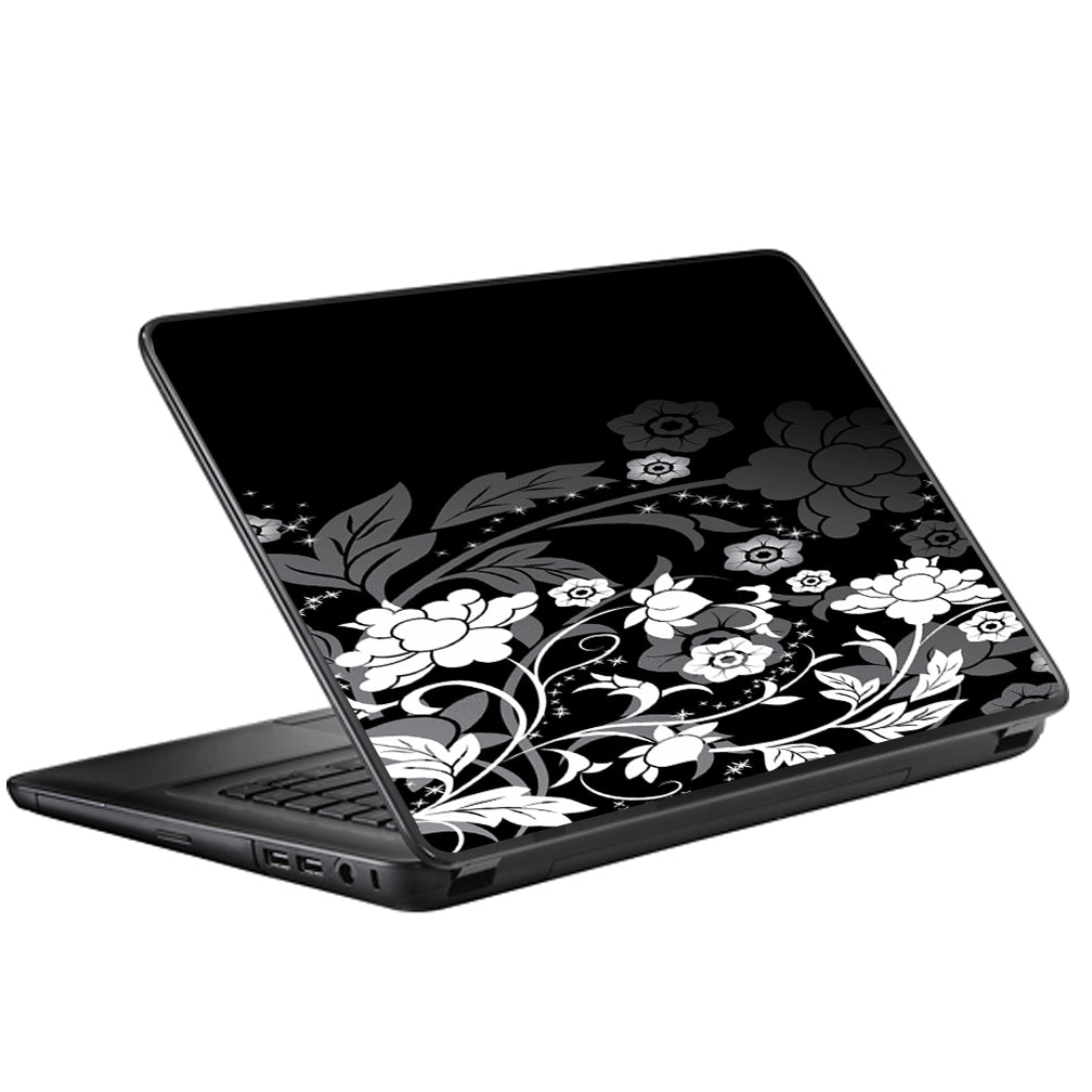  Black Floral Pattern Universal 13 to 16 inch wide laptop Skin