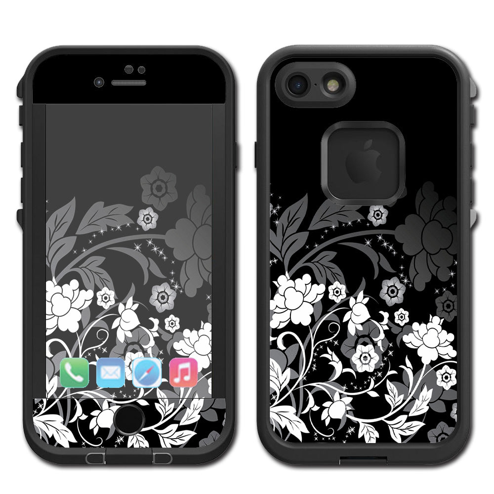  Black Floral Pattern Lifeproof Fre iPhone 7 or iPhone 8 Skin
