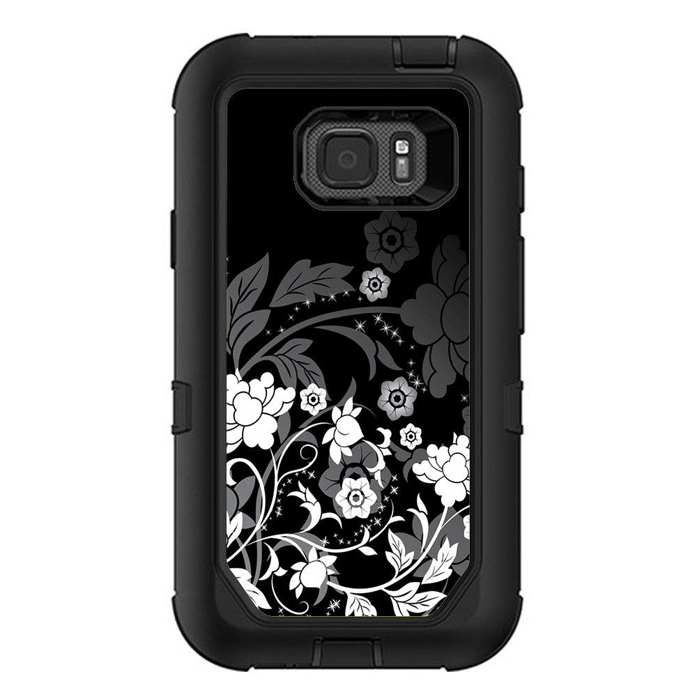  Black Floral Pattern Otterbox Defender Samsung Galaxy S7 Active Skin