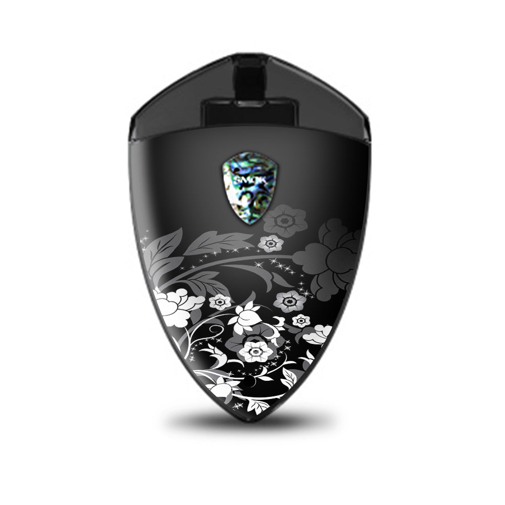  Black Floral Pattern Smok Rolo Badge Skin