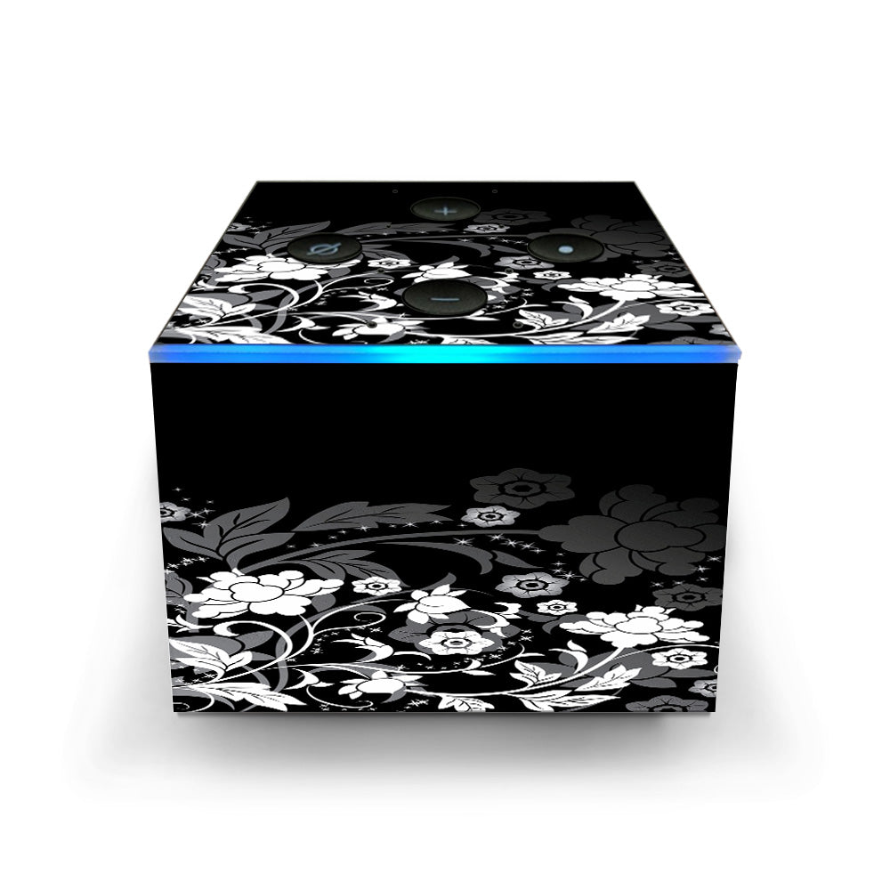  Black Floral Pattern Amazon Fire TV Cube Skin