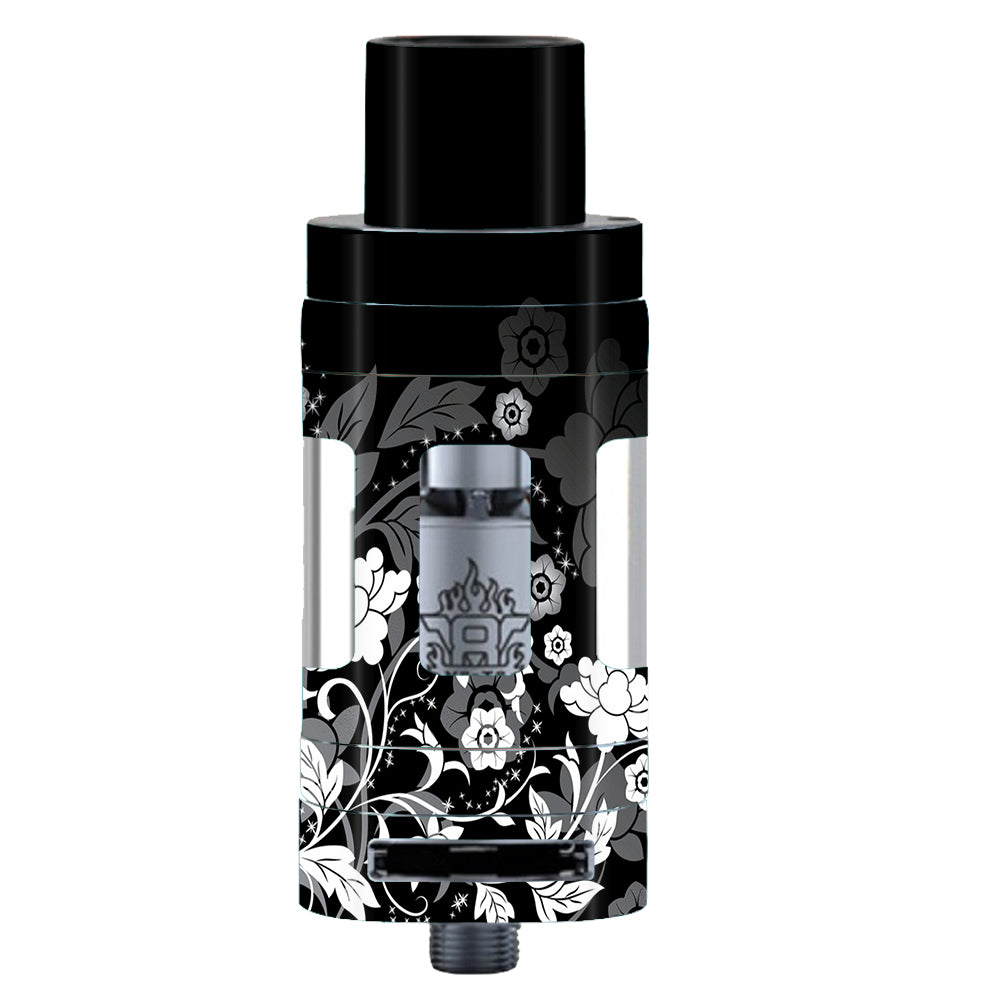  Black Floral Pattern Smok TFV8 Tank Skin