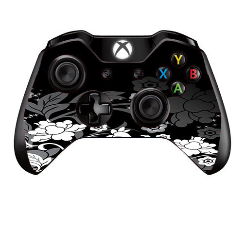  Black Floral Pattern Microsoft Xbox One Controller Skin