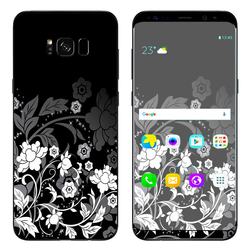  Black Floral Pattern Samsung Galaxy S8 Plus Skin