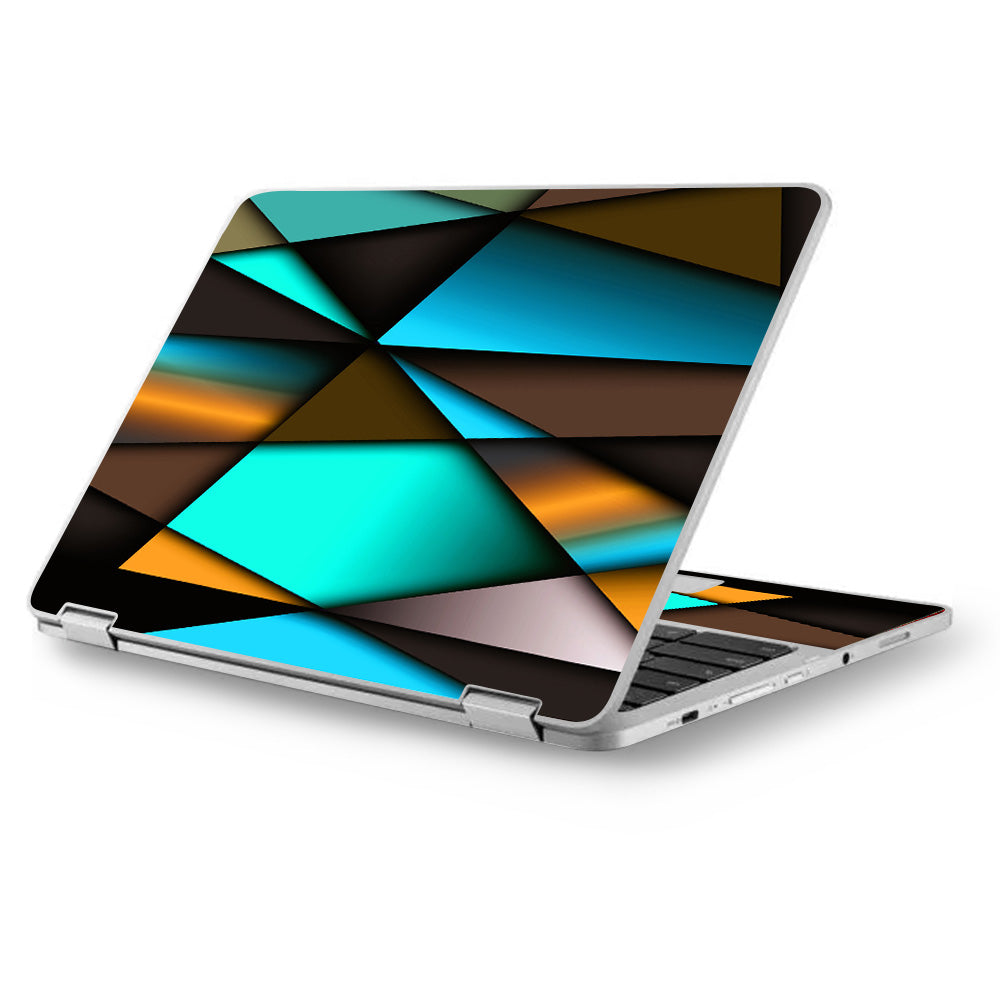  Awesome Blue Gold Pattern Asus Chromebook Flip 12.5" Skin