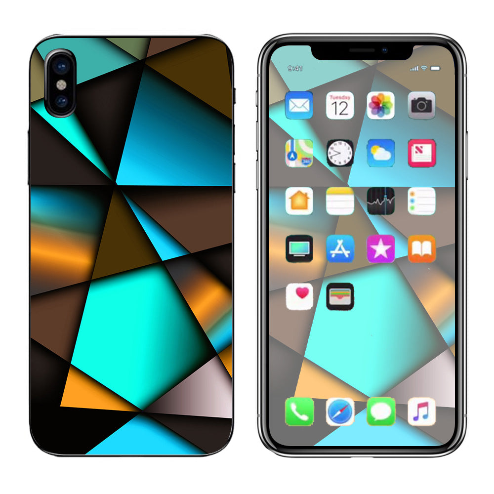  Awesome Blue Gold Pattern Apple iPhone X Skin