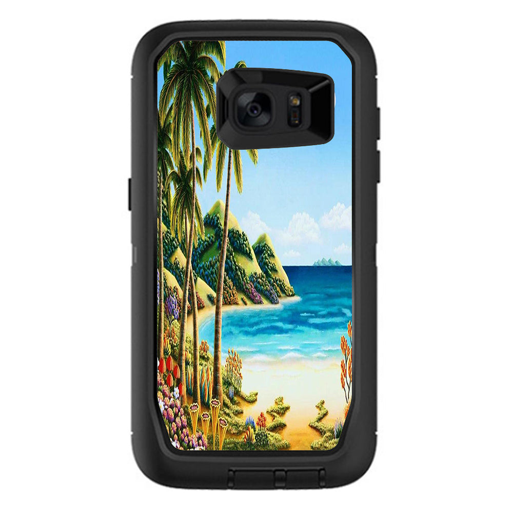  Beach Water Palm Trees Otterbox Defender Samsung Galaxy S7 Edge Skin