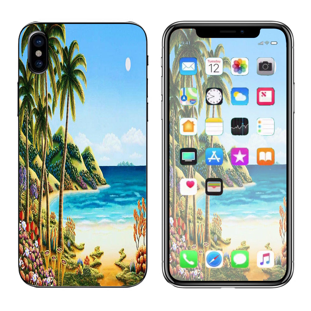  Beach Water Palm Trees Apple iPhone X Skin