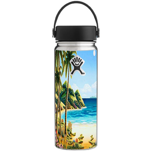  Beach Water Palm Trees Hydroflask 18oz Wide Mouth Skin