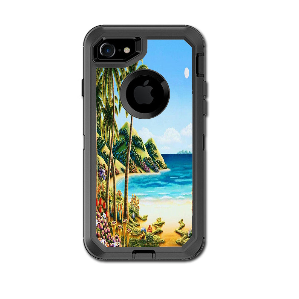  Beach Water Palm Trees Otterbox Defender iPhone 7 or iPhone 8 Skin