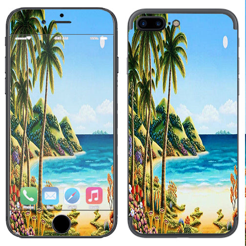  Beach Water Palm Trees Apple  iPhone 7+ Plus / iPhone 8+ Plus Skin