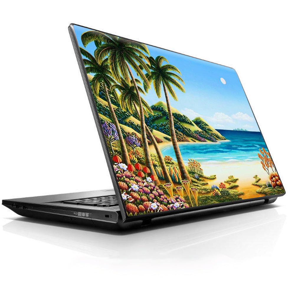  Beach Water Palm Trees Universal 13 to 16 inch wide laptop Skin