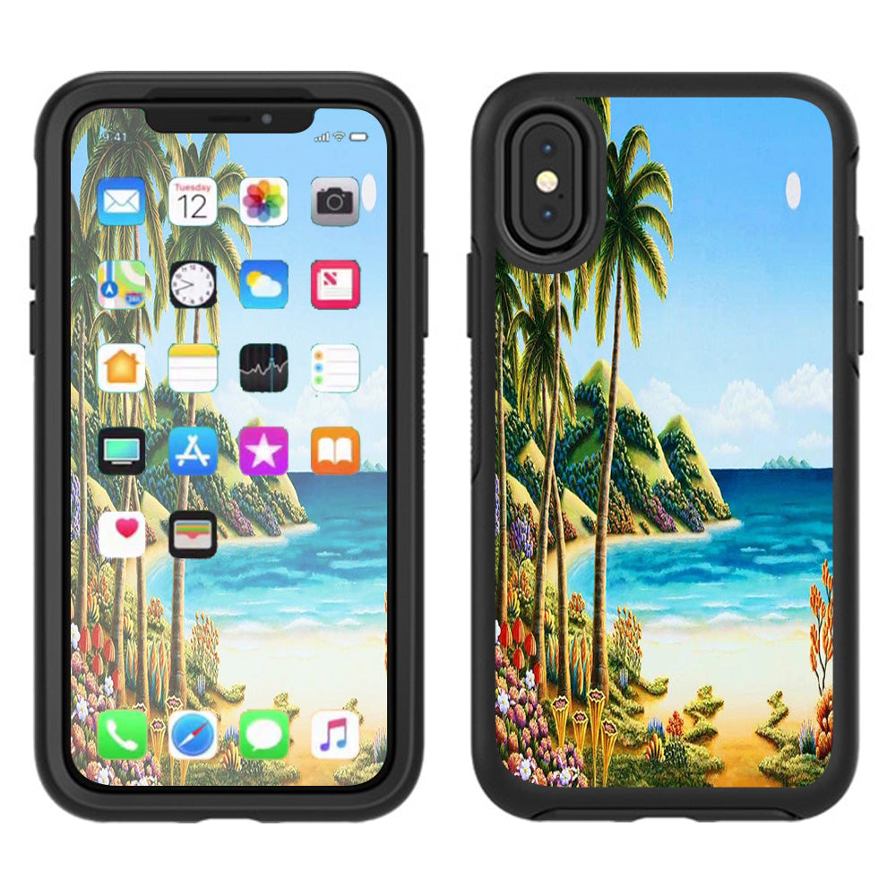  Beach Water Palm Trees Otterbox Defender Apple iPhone X Skin