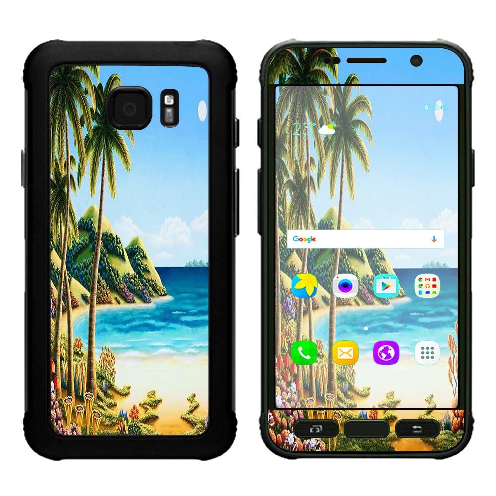  Beach Water Palm Trees Samsung Galaxy S7 Active Skin