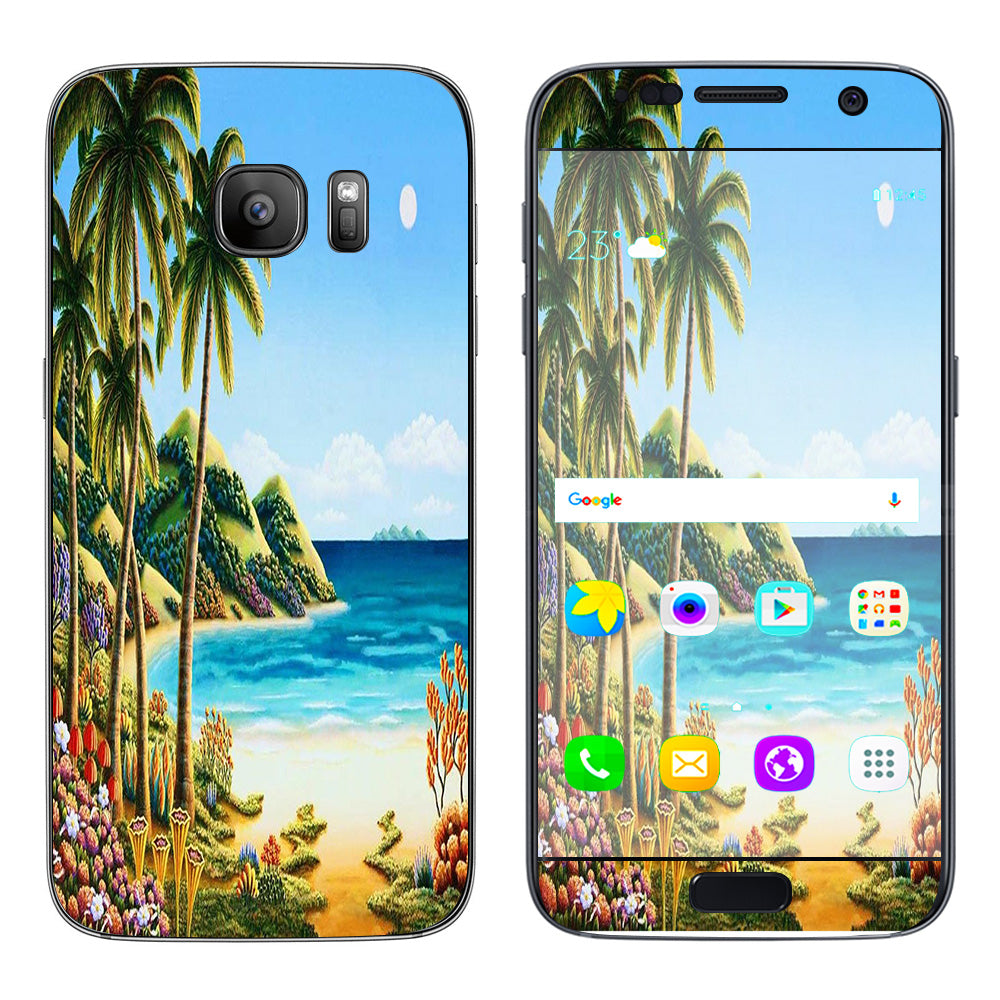  Beach Water Palm Trees Samsung Galaxy S7 Skin